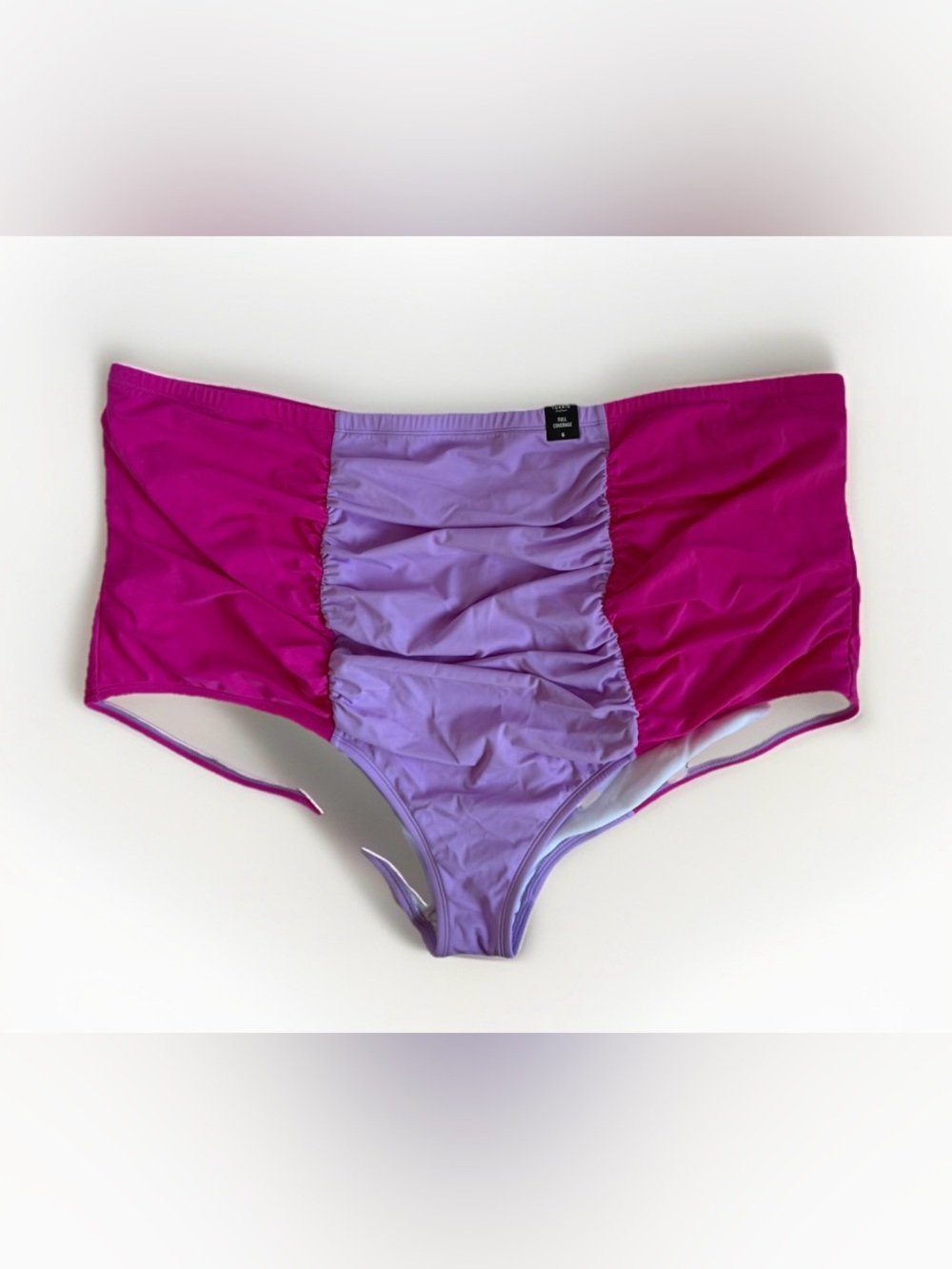 NWT Torrid Size 6 6X Pink Purple Colorblock Ruched High Waisted Bikini Bottoms